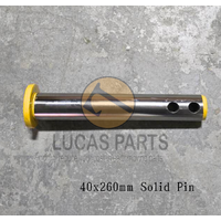 Excavator Pin 40*260mm  ID*TL,   two bolt holes, Solid Pin