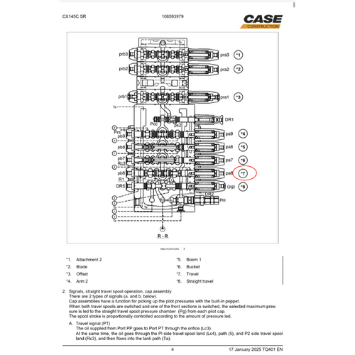 Spool/ Cylinder Spool - Travel CX145CSR