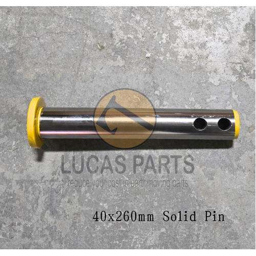 Excavator Pin 40*260mm  ID*TL,   two bolt holes, Solid Pin