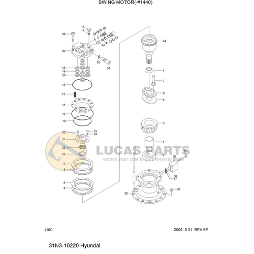 Slew/Swing Motor Assembly R140LC-7 R140LCD-7 R140W-7  PN 31N3-10220 Genuine Part